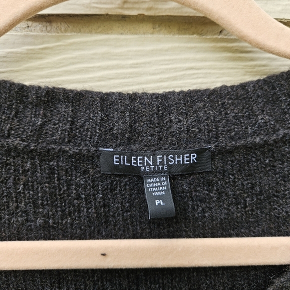 Eileen Fisher black gray ombre sweater yak wool silk blend PL LP petite large - Picture 3 of 5